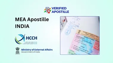 MEA Apostille Process in India apostille sticker with hague convention logo and ministry of external affairs logo