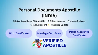 MEA apostille for Indian personal documents — birth, marriage, PCC, affidavits